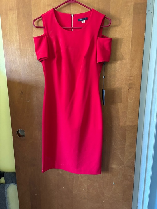 Tommy Hilfiger Dresses & Skirts - Tommy Hilfiger Red Cold-Shoulder Midi Sheath Dress